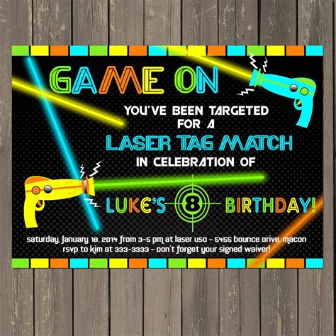 Printable Laser Tag Birthday Invitations