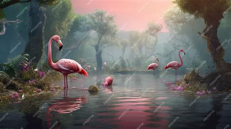 Premium AI Image | flamingo in its natural habitat ISO 100 generative ai