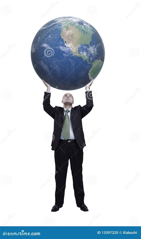 Man who hold the world stock photo. Image of nature, isolated - 13397220