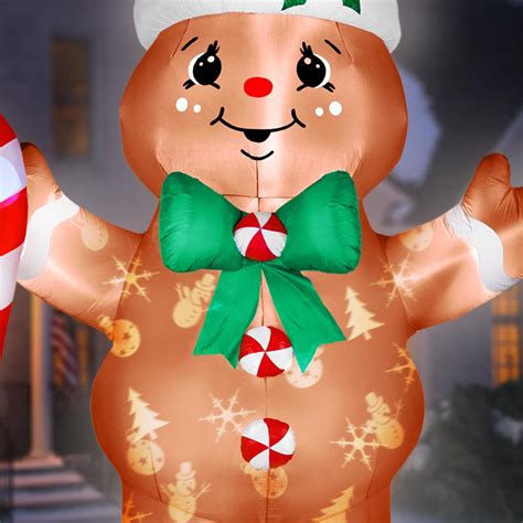 The 12' Inflatable Lightshow Gingerbread Man - Hammacher Schlemmer