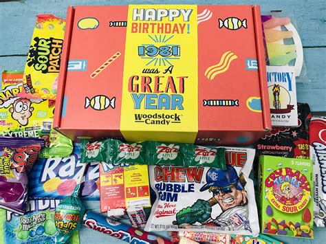 RETRO CANDY YUM ~ 1981 41st Birthday Decade 80s Candy Gift Basket Box Assortment From Childhood ...