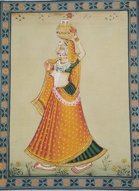 Panihari #2 - Rajasthan miniature painting (9' x 12") | International Indian Folk Art Gallery ...