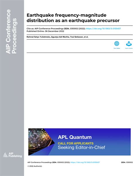 (PDF) Earthquake frequency-magnitude distribution as an earthquake precursor