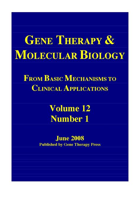 Gene Therapy & Molecular Biology Volume 12 Issue A by Niko Boulikas - Issuu