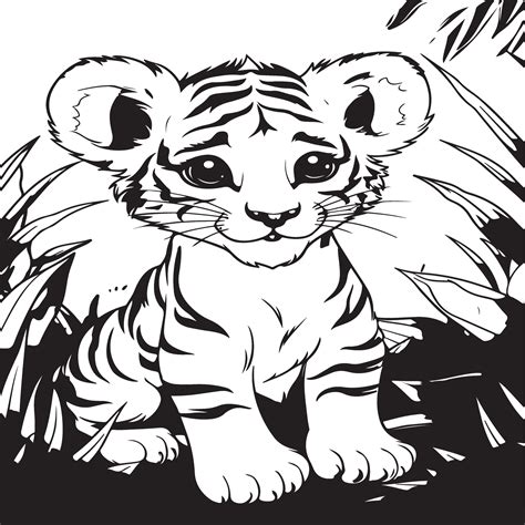 baby tiger coloring page 33056692 Vector Art at Vecteezy