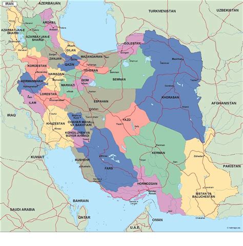 iran political map. Eps Illustrator Map | Vector maps