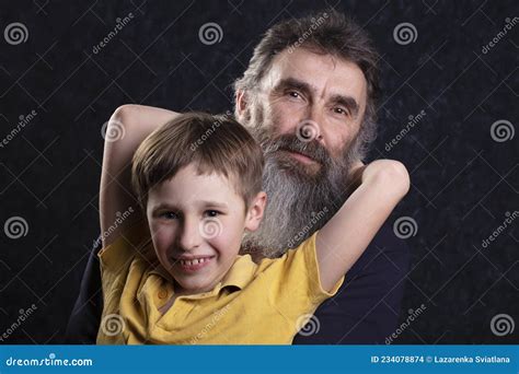 Portrait of a Happy Grandfather with a Beard Stock Photo - Image of ...