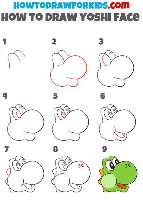 how to draw yoshi face step by step | Yoshi drawing, Easy disney drawings, Easy cartoon drawings