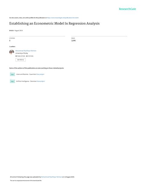 Chapter 1Establishingan Econometric Model - See discussions, stats, and ...