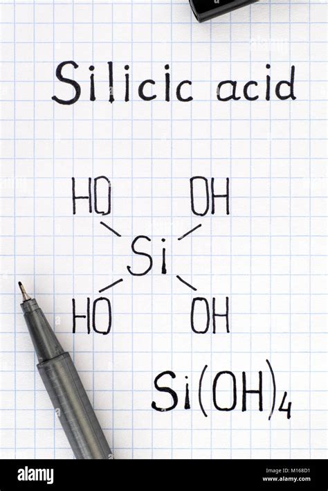 Chemical formula of Silicic acid with black pen. Close-up Stock Photo - Alamy