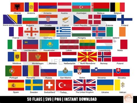 European Flags SVG Bundle Europe Flag France Spain Germany | Etsy