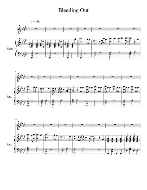 Bleeding Out Piano Only 100 BPM Sheet music for Piano, Oboe | Download free in PDF or MIDI ...