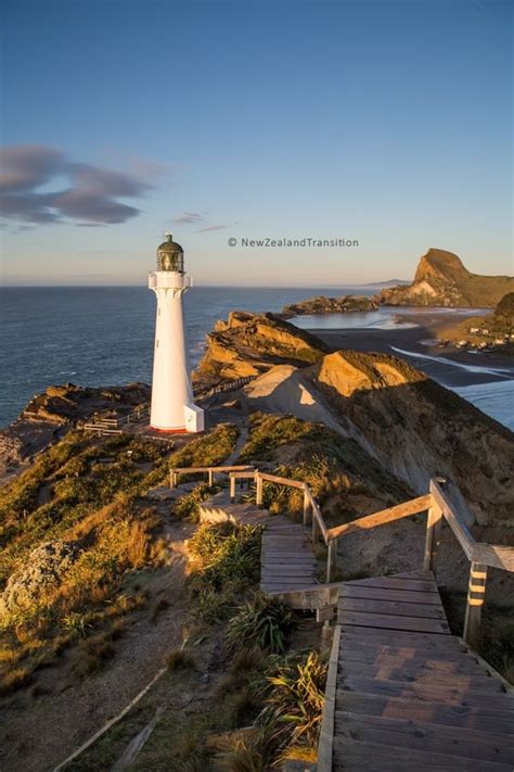 castlepoint lighthouse, lagoon and castle rock in golden sunrise light | Castle rock, Lagoon ...