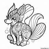 Mystical Nine Tailed Fox Coloring Page  Coloring Pagescom sketch template