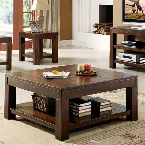 Large Square Dark Wood Coffee Table Sets