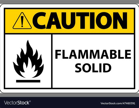 Caution hazardous signs flammable solid on white Vector Image