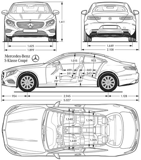 Mercedes-Benz S-Class 2014 Blueprint - Download free blueprint for 3D ...