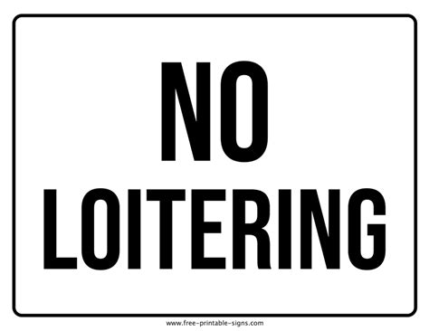 No Loitering Sign Printable