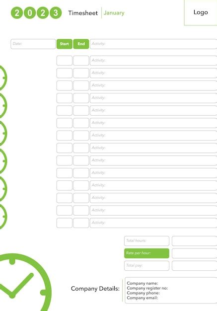 Premium Vector | TIMESHEET TEMPLATE 2023