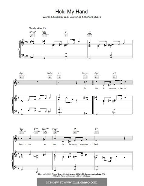 Hold My Hand by J. Lawrence, R. Myers - sheet music on MusicaNeo