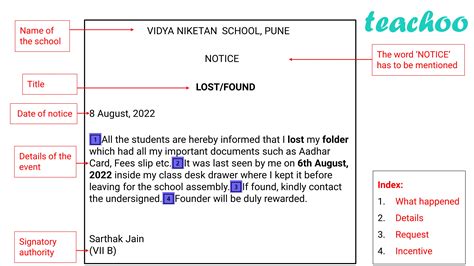 Notice Writing Format Examples For CBSE Class English