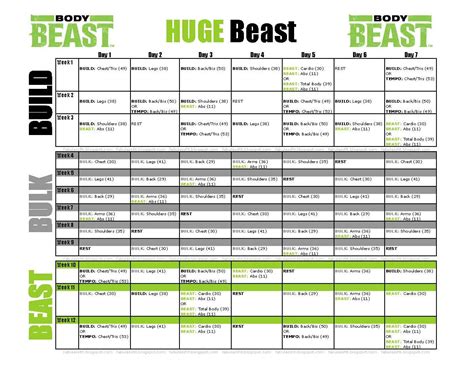 6 Day Body Beast Workout Schedule Pdf for Burn Fat fast | Fitness and ...