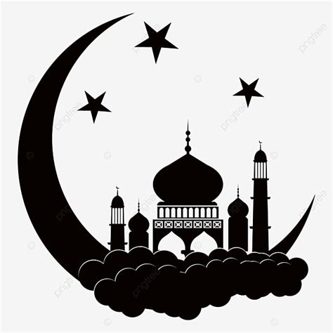 Architectural Silhouette Vector PNG, Islamic Architecture Moon ...