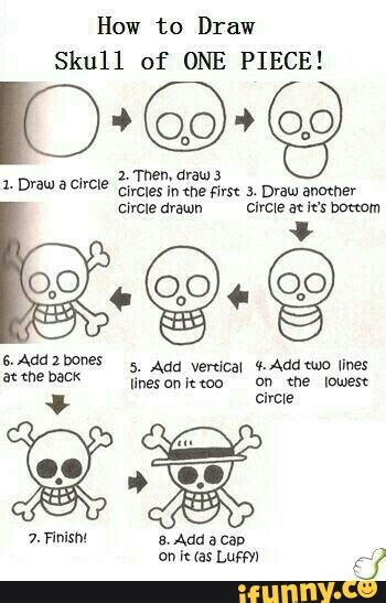 How to Draw Skull of ONE PIECE! (o, O) 2. Then, draw 3 1. Draw a circie ...