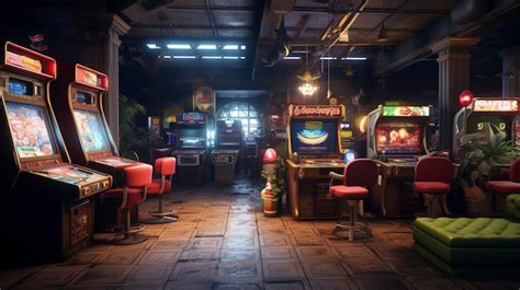 Premium AI Image | A Photo of a Vintage Inspired Game Room with Arcade Machines and Retro Decor