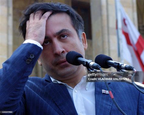 Georgian President Mikheil Saakashvili delivers a speech from the... News Photo - Getty Images