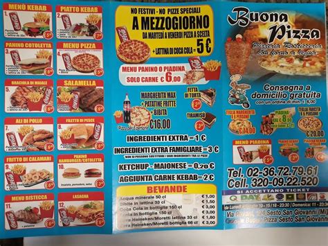 Menu at Buona Pizza restaurant, Sesto San Giovanni