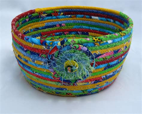 Basket Bright Colors Coiled Rope Clothesline