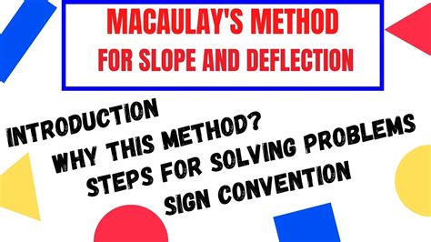 MACAULAY'S METHOD FOR FINDING SLOPE AND DEFLECTION || HOW TO USE THIS ...