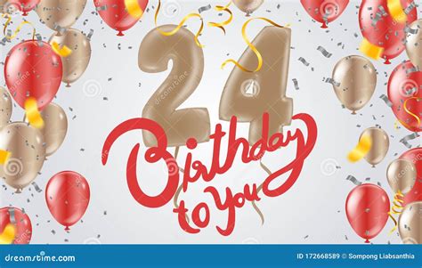 Happy 24th Birthday Colorful Party Balloons Background Vector ...