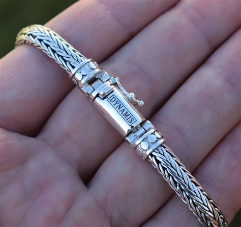 Foxtail link sterling silver bracelet 6.5 mm | Etsy | Bali sterling ...