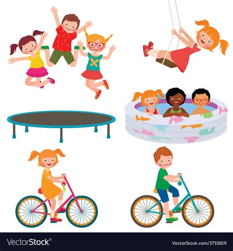 Summer children activities Royalty Free Vector Image