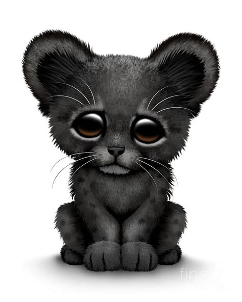 Cute Baby Black Panther Cub Digital Art by Jeff Bartels | Pixels