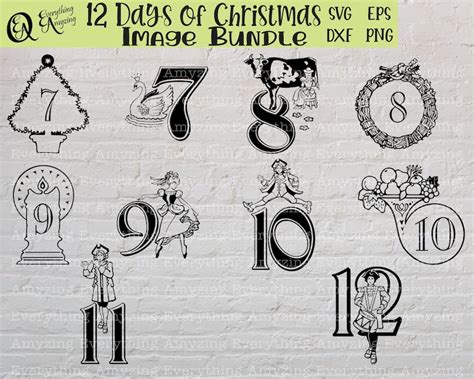 12 Days of Christmas Svg Bundle Christmas Decorative Numbers - Etsy