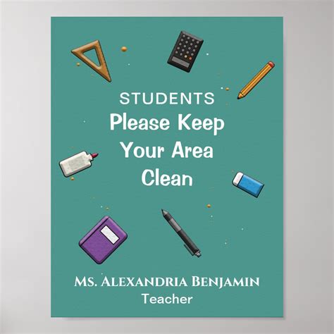 Student Teacher School Clean Up Personalize Poster | Zazzle