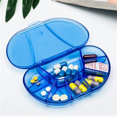 7 Days Weekly Pill Box With Clip Medicine Organizer Tablet Dispenser Container Splitters Pill ...