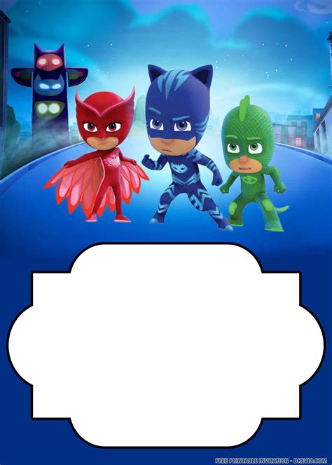 (FREE PRINTABLE) – PJ Masks Birthday Invitation Templates | Download ...