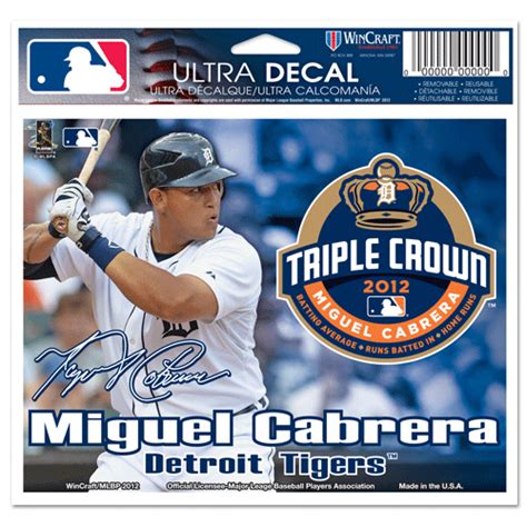 Miguel Cabrera 5in x 6in Triple Crown Ultra Decal - Vintage Detroit ...