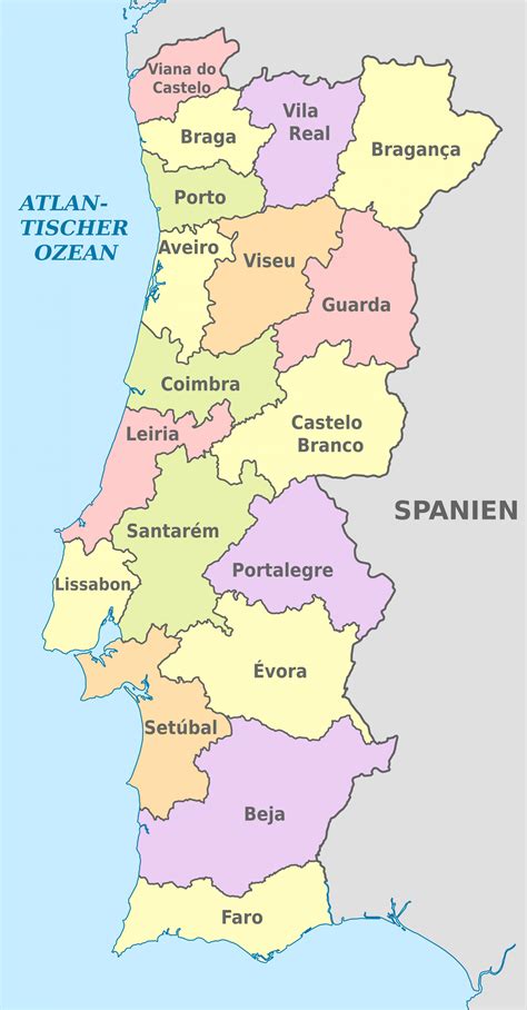 Map of Portugal regions: political and state map of Portugal