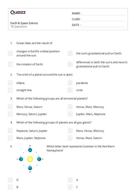 50+ Earth & Space Science worksheets for 7th Grade on Quizizz | Free & Printable