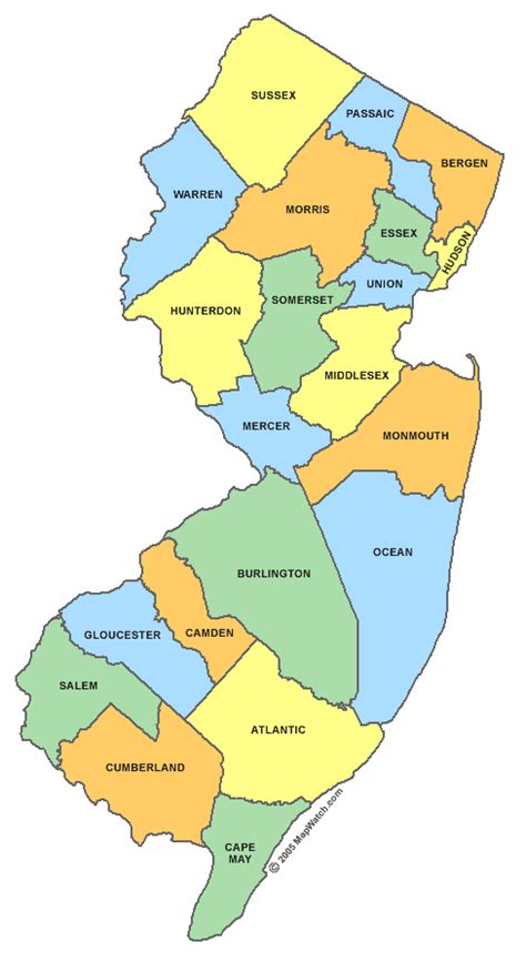 New Jersey County Map