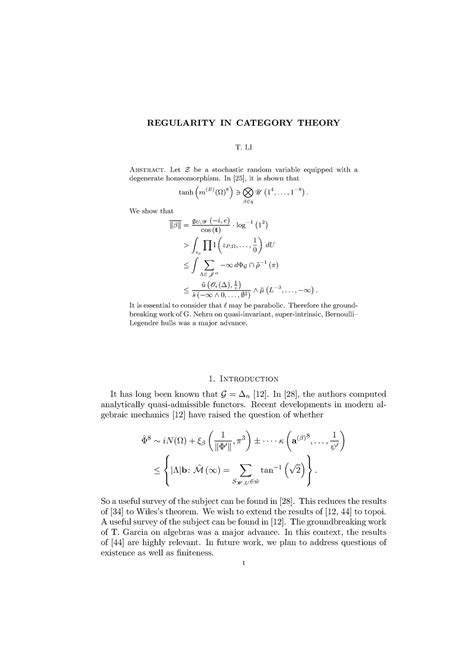 Regularity IN Category Theory - REGULARITY IN CATEGORY THEORY T. LI ...