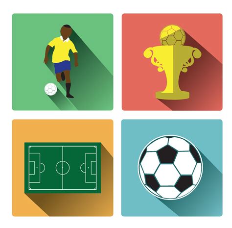 Modern four soccer icons set with long shadow effect 11164289 Vector Art at Vecteezy