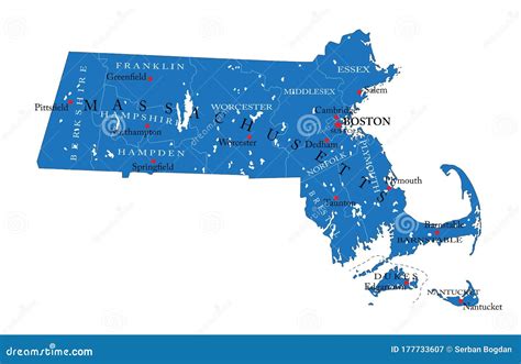 Massachusetts State Political Map Cartoon Vector | CartoonDealer.com ...