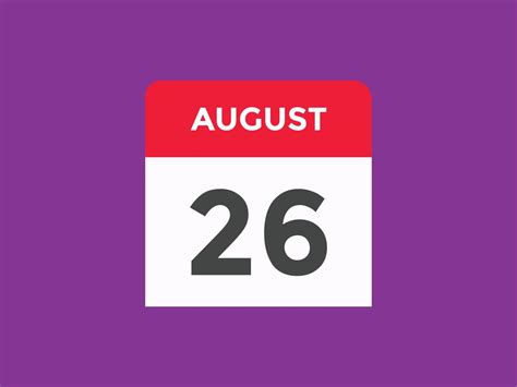 august 26 calendar reminder. 26th august daily calendar icon template. Calendar 26th august icon ...