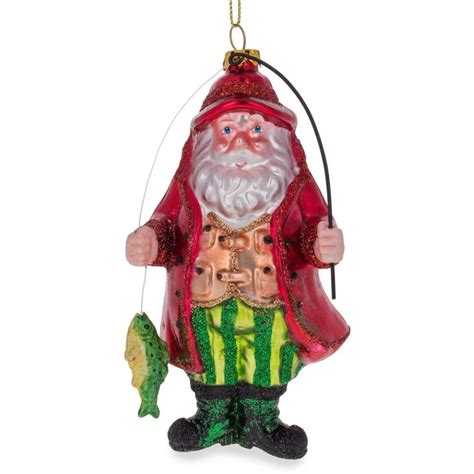 Relaxed Santa Claus Fishing Blown Glass Christmas Ornament - Etsy